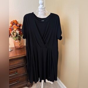 Torrid Black Ribbed V Neck Skater Dress with Pockets 3X